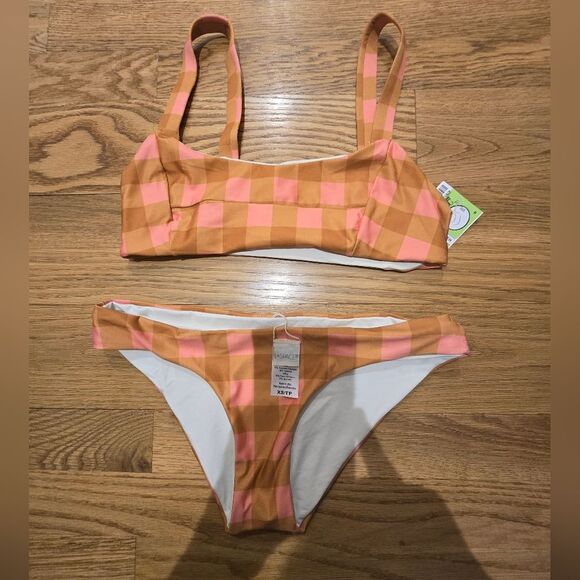 L* Space x Seaesta Surf Seaside Gingham Plaid Jess Swimsuit Bikini Set S/XS - Picture 6 of 8
